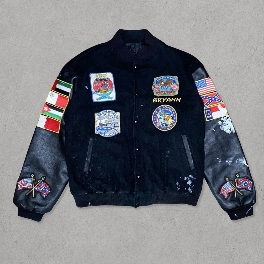 Vintage USS John F. Kennedy CV-67 Persian Gulf Cruise Varsity Jacket XL Black US